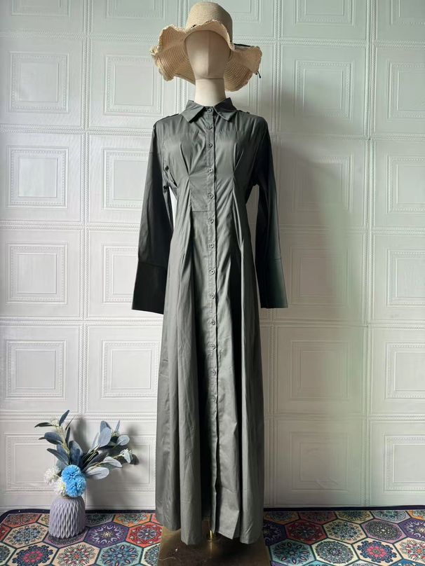 Elegant Retro Fashion Long Dress For Women European American Style Shirt New Long Sleeved Clothing_ecoleips.com