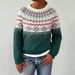 "Women's Chunky Knit Sweater - Soft Acrylic Blend Winter Pullover With Jacquard Pattern, Cozy Oversized Casual Sweater For Fall And Winter"_ecoleips.com
