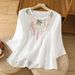 Women's Clothing New Artistic Retro Round Neck Cotton And Linen Embroidered Shirt Women Summer New Loose Elegant Temperament Top_ecoleips.com