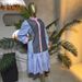 Spring New Women's Patchwork Striped Shirt Waist Cinching Full Skirt Dress Style Spring_ecoleips.com