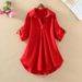 New 2025 Summer Collection: Women's Mid-Length Short-Sleeve Blouse, Plus Size, Loose Fit, Waist-Cinching, Trendy Chiffon_ecoleips.com