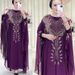 Cross-border African And European Dress, Chiffon Heavy-duty Rhinestone Embellished Robe, Middle Eastern Short-sleeve_ecoleips.com