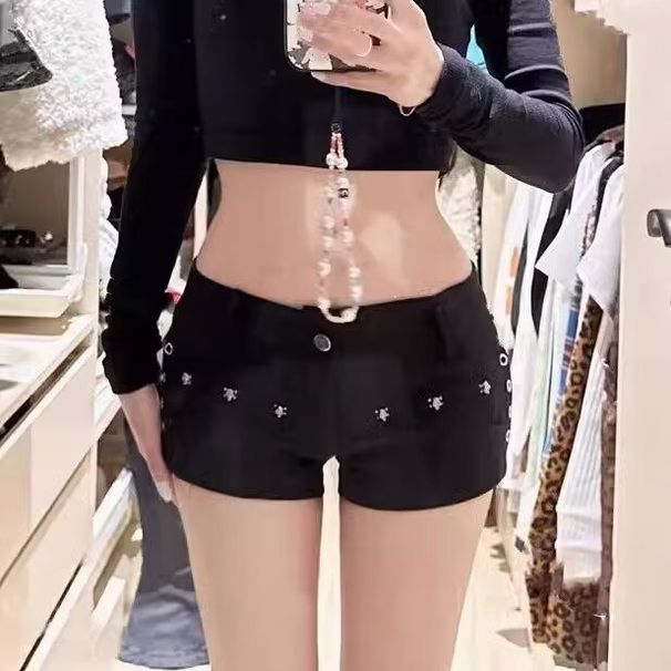 High Street Dark Style Y2K Low-rise Denim Ultra-short Shorts For Women, Summer American Girl Tight-fitting Slimming_ecoleips.com