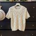 Women's Clothing Sweet And Age Reducing Love Hollow Round Neck Short Sleeved Knitted Sweater Summer New Loose Pullover Slightly Transparent Tops_ecoleips.com