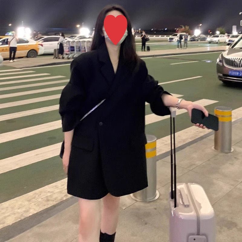 Direct From The Manufacturer, Gray Women's Blazer For Spring And Autumn 2025, New Korean Style Casual Loose Black Jacket_ecoleips.com