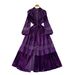 Women's Palace Style Dress French Retro Fashion Stand Collar Pearl Single-Breasted Lace Splicing Velvet Long Skirt_ecoleips.com