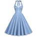 Retro Hepburn Style Contrast Color Lapel Backless Halter Neck Dress For Women Romantic Holiday Date Bridesmaid Dress_ecoleips.com