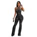 Women's Clothing C6867 fashion women's solid color hot diamond sleeveless halterneck trousers jumpsuit_ecoleips.com