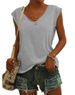 2025 Summer New Women's Casual Solid Color Sleeveless Vest V-Neck Top T-Shirt Women A47_ecoleips.com