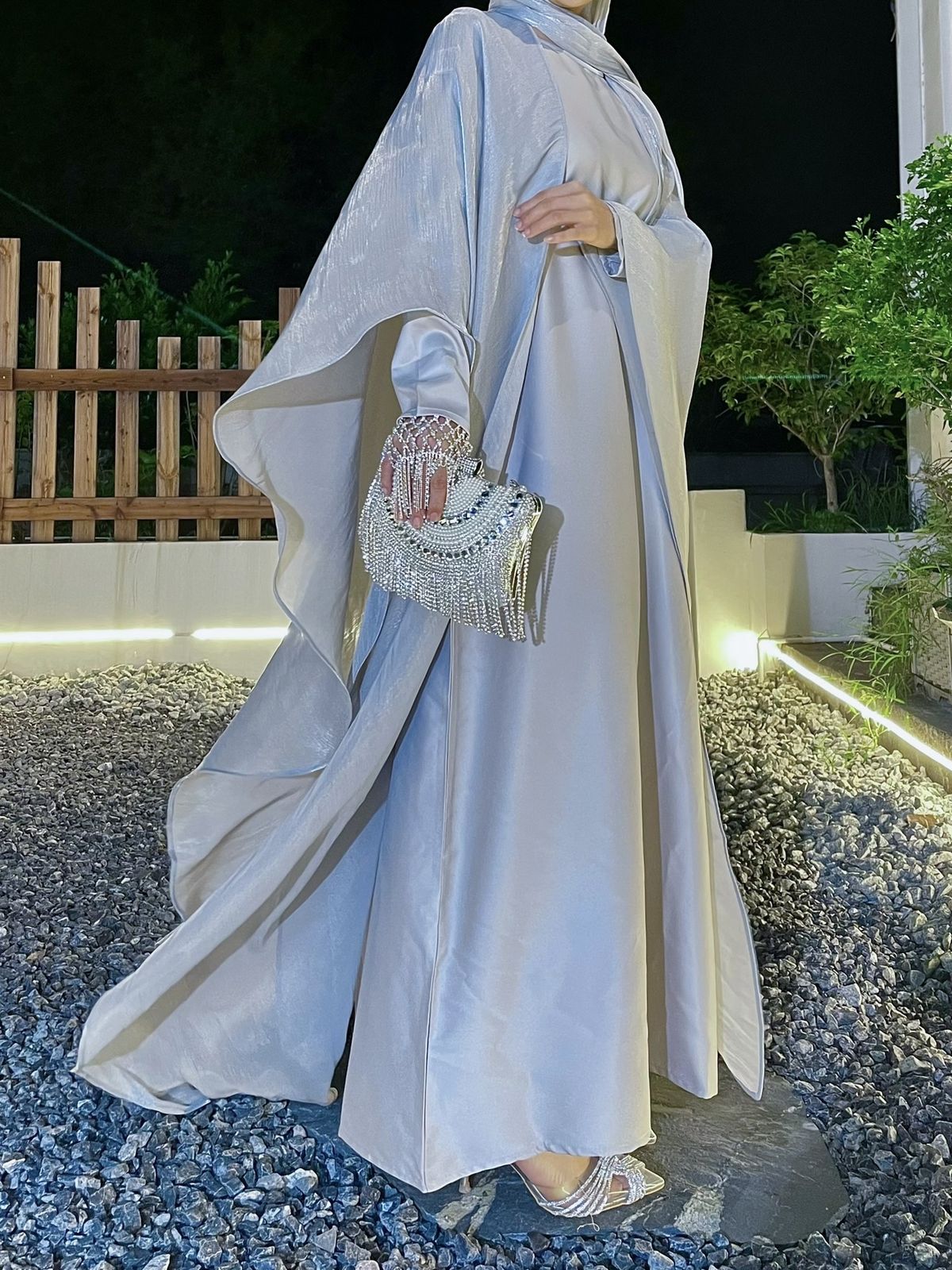 Women's Clothing Modest Abaya Dress Modest Muslim Abaya Set – Solid Color Two-Piece Long Sleeve Dress With Batwing Sleeves (S/M/L, Coffee/Beige)_ecoleips.com