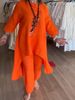 Summer New Arrivals Women's Long Sleeved Cotton Linen Suit Loose Fitting a Line Skirt European American Style Casual Independent Website_ecoleips.com