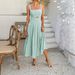 Women's Solid Color High Waist Spaghetti Strap Dress_ecoleips.com