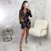 Women's Sexy Fashion Print Deep V-neck Belt Dress_ecoleips.com