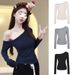 Pure Desire Spice Girl Slim Fit And Thin Off-the-shoulder Long-sleeved T-shirt Women's Early Autumn Design Versatile Bottoming Shirt_ecoleips.com