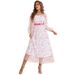 Spring/Summer U-Neck Mesh Mesh Printed Inner Lining Dress Belt_ecoleips.com