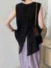 K Design Sense: Back Slit Round Neck Vest, Women's Casual Commuting Versatile Sleeveless Top_ecoleips.com