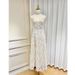 Women's Clothing Small And Elegant V Neck Mesh With Chest Pads Ostrich Feathers Beaded Flowers High Slit Tassel Fur Long Skirt_ecoleips.com