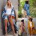 Tie-Dye Print Sun Cover Up - Beach Kimono Swimwear Cover Up With UV Protection - Lightweight Cotton Summer Dress For Women - One Size Fits Most_ecoleips.com