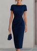 Elegant Bodycon Midi Dress With Waist Accent Pleats | Versatile Cocktail Office Dress For Women_ecoleips.com
