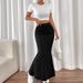 2025 Spring/Summer/Autumn New Women's Sexy Slim Fit Bodycon Pleated Long Skirt With Large Hem European And_ecoleips.com