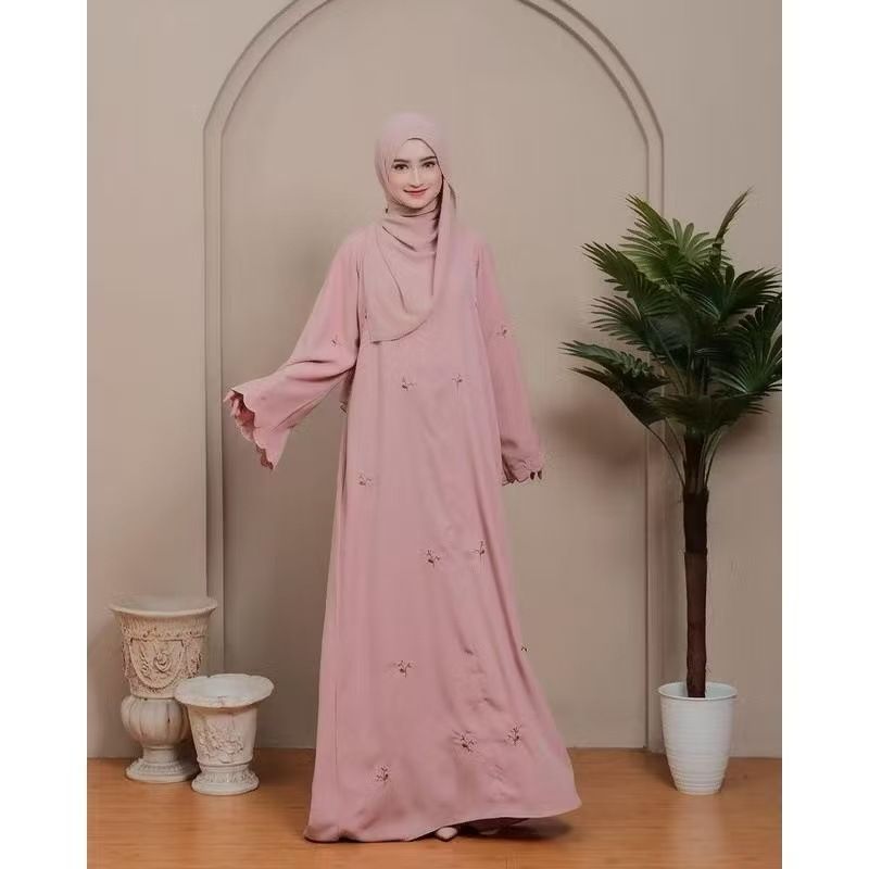 Muslim Dress Women Elegant Middle Eastern Kaftan Dress – Floral Embroidery With Bell Sleeves (S-2xl, Cotton-Blend & Breathable)_ecoleips.com