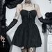 Women's Summer Polo Collar Puff Sleeve Cover up Top Eyelet Ribbon Slim Fit Suspender Dress Fashion Elegant Casual Wear_ecoleips.com