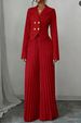 Women's Fashion Pant Set Pleated Skirt And Pants Two-Piece Casual Mid Waist Full Length Cotton Polyester_ecoleips.com