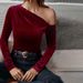 Women's Clothing autumn and winter new women's clothing sexy off shoulder oblique collar slim velvet long sleeved solid color cocktail top_ecoleips.com