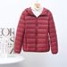 Women's Lightweight Hooded Down Jacket Short Puffer Coat Slim Fit White Duck Feather Warm Winter Outerwear_ecoleips.com