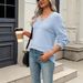 European And American Women's Long Sleeved V-neck Knitted Sweater_ecoleips.com