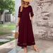 plus Size Women's Patchwork Dress With Five-Sleeve Mesh Round Neck And Pockets Hot Selling Cross Border Foreign Trade 2026_ecoleips.com