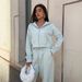 Voya Women's Two Piece Tracksuit Set – Light Blue Zip-Up Hoodie & Wide Leg Joggers, Casual Loungewear, EU Daily Active Wear_ecoleips.com