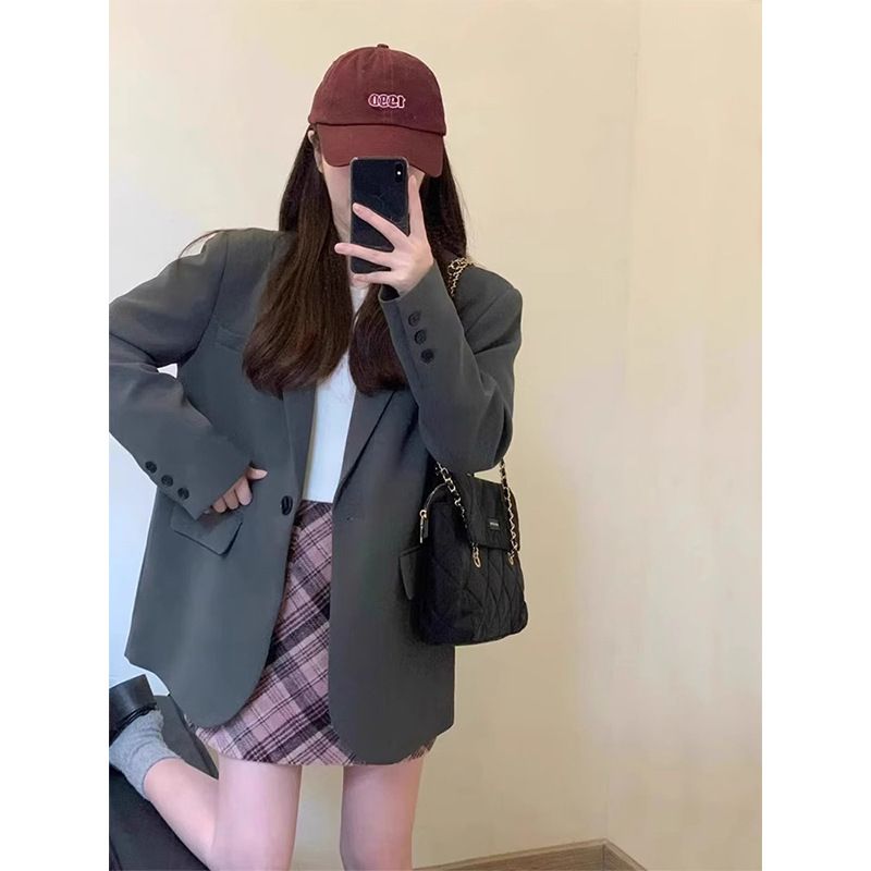 Women's Casual 2025 Spring New Style, Gray, Elegant And Sophisticated, High-end, Trendy Blazer Popular This Year_ecoleips.com