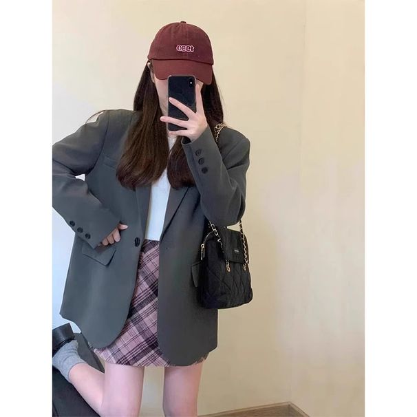 Women's Casual 2025 Spring New Style, Gray, Elegant And Sophisticated, High-end, Trendy Blazer Popular This Year_ecoleips.com