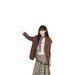girl Original Quality Three-Piece Set For Women Retro Autumn Winter New Suit Suede Jacket Base Shirt Plaid Skirt_ecoleips.com
