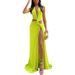 2026 Foreign Trade Women's Clothing European And American Spring New Style Solid Color Hollow Knotted Slit_ecoleips.com