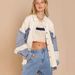 2026 Spring/Summer New American Retro Washed Color Block Denim With Turn-down Collar, Casual Distressed Raw Edge Jacket_ecoleips.com