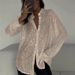 Aria Basics Aria Basics 2025 Spring Summer New European And American Style Sequin Top Turn-down Collar Long Sleeve Cardigan Basic Cross-border_ecoleips.com
