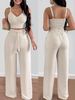Women's Fashion 2025 New V-neck Camisole And Apricot Casual Wide-leg Pants Two-piece Set_ecoleips.com