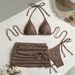 Women's 3-Piece Bikini Set – Adjustable Halter & High-Waisted Bottoms With Cover-Up | Sexy Swimwear For Beach & Pool_ecoleips.com