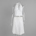 Polka Dot Halter Neck Top & Low-Waist Skirt Set – Sexy Summer Two-Piece Outfit For Women (White) Breathable Fabric_ecoleips.com