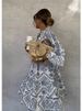 New Style Casual Print Three-quarter Sleeve Shirt Dress For Women Summer Fashion V Neck Loose Holiday Casual Dresses Robe Femme_ecoleips.com