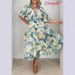 2023 Women's Bohemian Floral Mid-Length Ruched Beach Flowy Dress_ecoleips.com