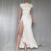 Women's sexy waist twisted slit short sleeve dress_ecoleips.com
