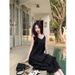 Sweet Youthful White French Style Spaghetti Strap Women's Summer Vacation Loose Fit Cake Long Dress For Petite Sizes_ecoleips.com