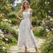 Women's Summer Floral Print Dress Spaghetti Strap Long Fairy Cinching Waist Fishbone Design Travel Vacation Dress_ecoleips.com