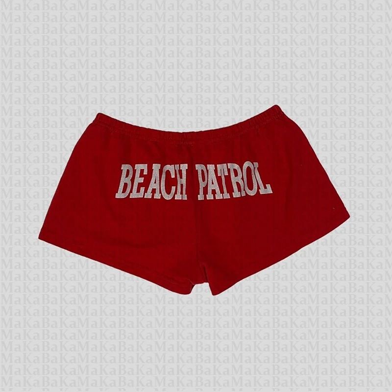 Summer Y2K Women's Shorts European American Style Drawstring Elastic Letter Print Casual Fashion Sports Bottoms_ecoleips.com