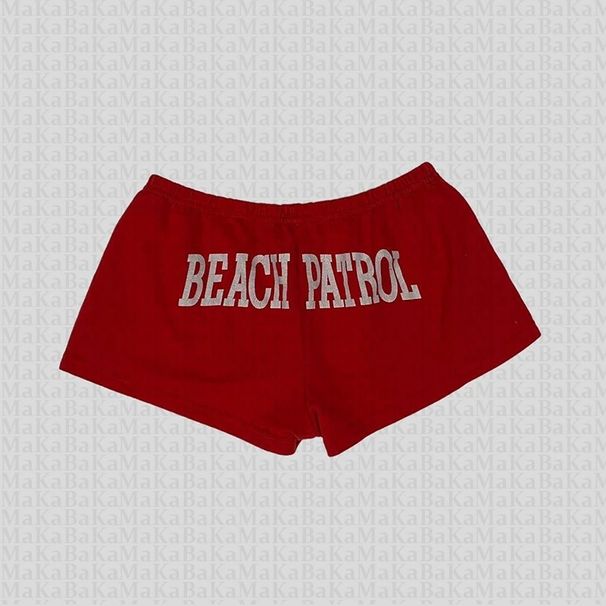 Summer Y2K Women's Shorts European American Style Drawstring Elastic Letter Print Casual Fashion Sports Bottoms_ecoleips.com