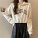 Ins Super Popular Drawstring Hem Polo Collar Sweatshirt For Women Early Autumn Thin Loose Fit Petite Short Half-Zip Top_ecoleips.com