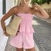 Women's Clothing Casual Simple Tube Top Ruffled Shorts Suit_ecoleips.com